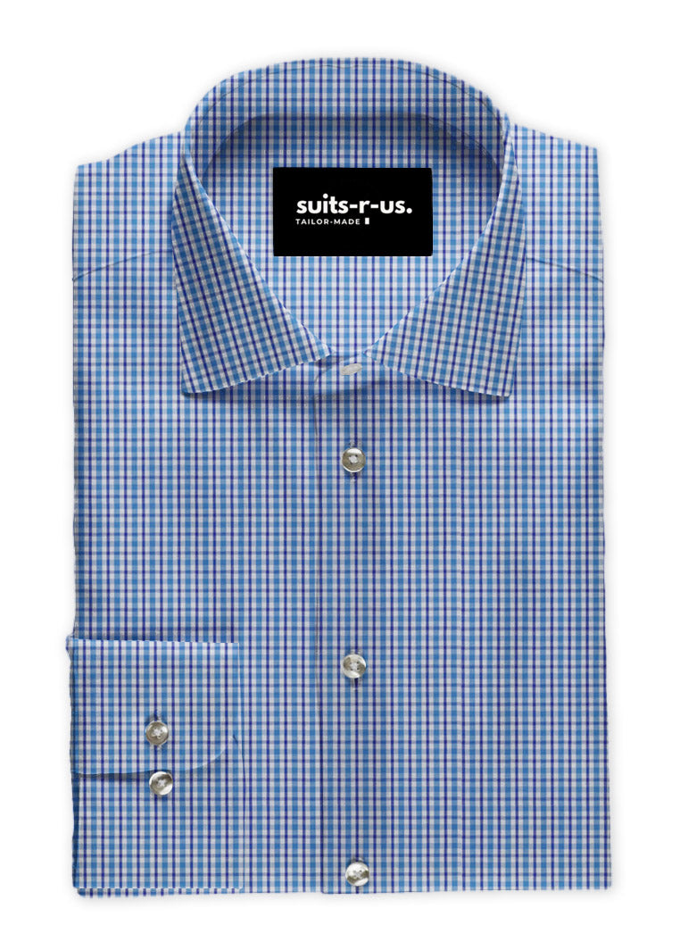 Multi Aqua Blue Check Shirt – SUITS-R-US