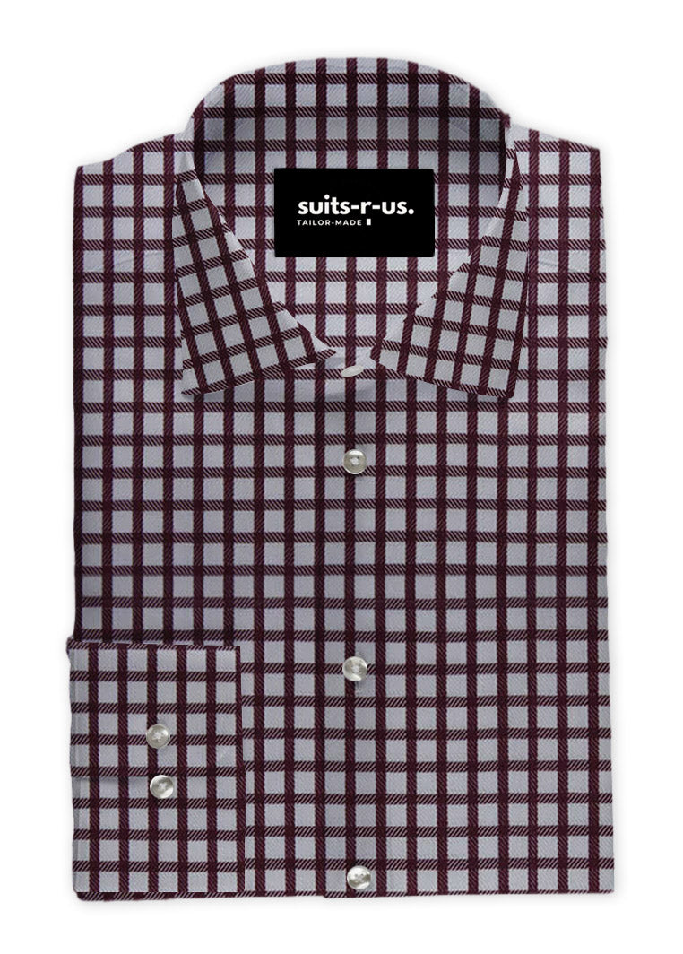 Burgundy Shephered's Check Shirt SUITS-R-US Burgundy Shephered's Check Shirt SUITS-R-US
